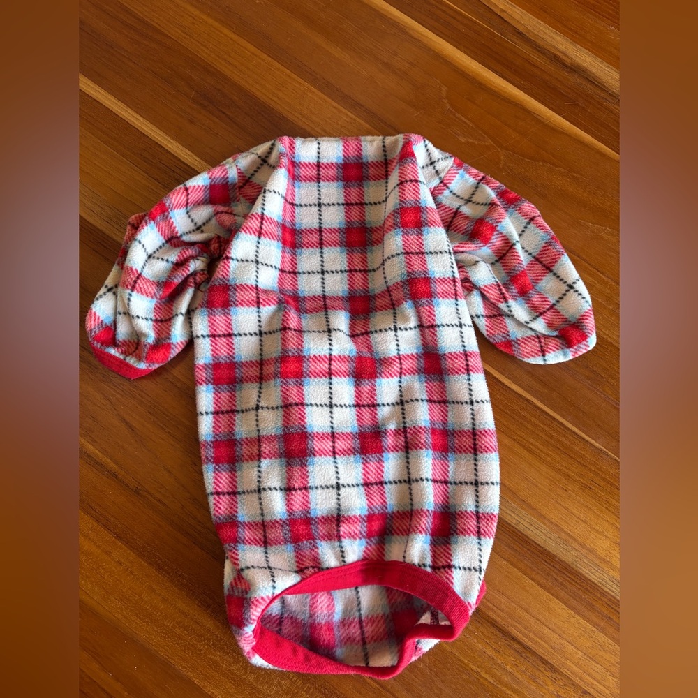 Plaid Red and White Fleece Dog Sweater Shirt M